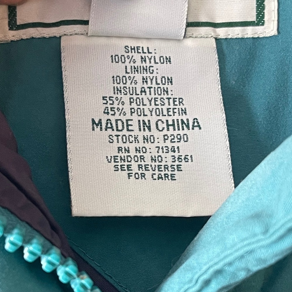 LL Bean Vintage Women Petite Medium Teal Quilted Insulated Parka Jacket P290 - Picture 6 of 9